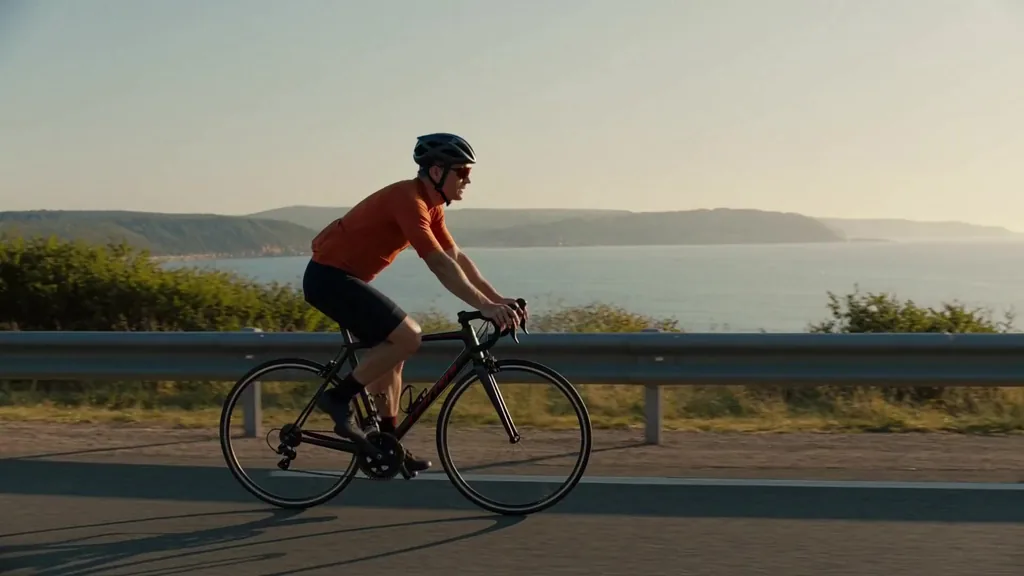 A five-second 1080p Studio result: a cyclist tracked along a coastal road. The exact prompt, settings and seed are included in the recipe.